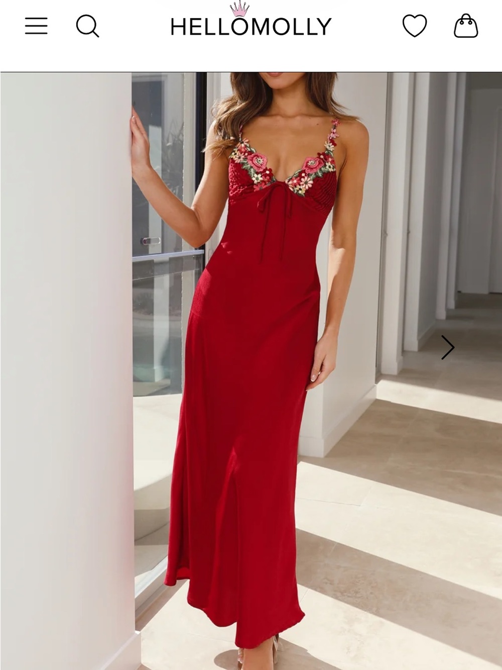 Hello Molly Flower Passion Satin Maxi Dress Red